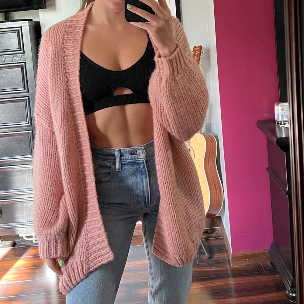 Oversized Pink cardigan from Stargaze jewelry